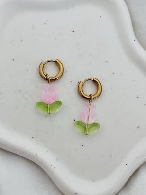 Wasserdicht 18K Vergoldet Creolen Ohrringe Tulpe Anhänger Strand Schwimmen Schmuck