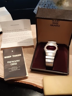 FULL SET VINTAGE 70s LED ALARM UHR WATCH (MERCURY 1975)