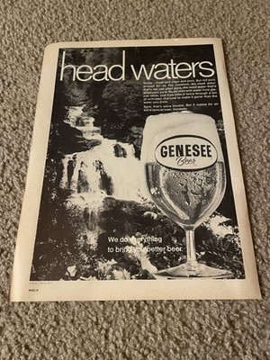 Vintage 1970 GENESEE BEER PRINT AD ''HEAD WATERS''