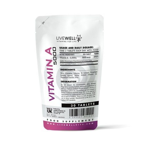Vitamin A 5000iu (1500mcg) Tablets – High Strength Retinol for Vision & Immunity - Picture 2 of 5