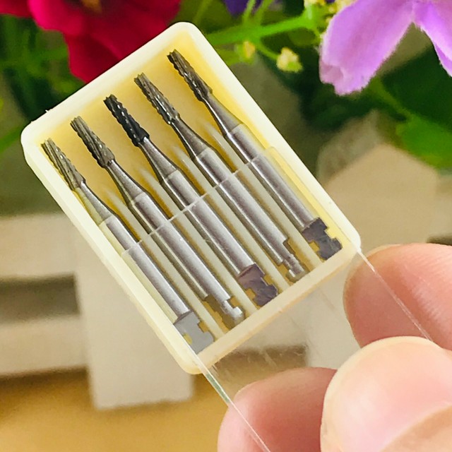 5PCS Cross Cut Taper Drill Dental Tungsten Steel Burs Right Angle RA702