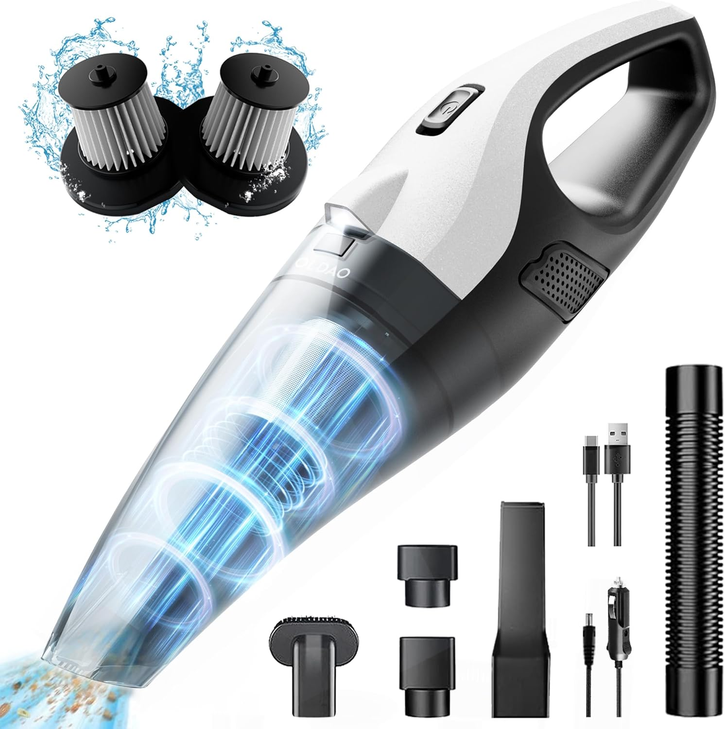 Handheld Vacuum Cordless, 15000Pa Strong Suction Car Vacuum with LED Light, Port-image