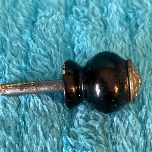 Viktorianischer Drehknopf mit Riegeln aus Ebenholz & verziertem Messing 19. Jahrhundert - Bild 4 von 9