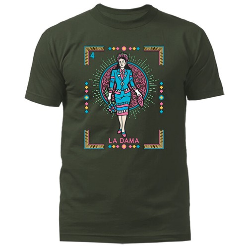 LA DAMA MEXICAN LOTERIA CARD GRAPHIC T-SHIRT - Picture 7 of 17