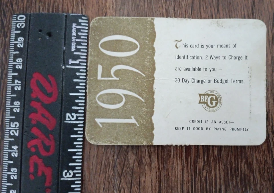 Tarjeta de crédito vintage 1950 B.F. Goodrich Olean, Nueva York rara Foto 4 de 4
