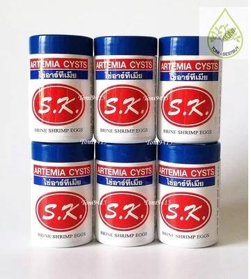 S.K. ARTEMIA CYSTS THAILAND Artemia Cysts 6 Bottles Brine Shrimp Egg Best Premium Quality for Shrimp Fish