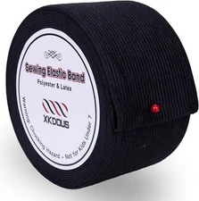 Elastic Band for Sewing, 2 Inch 7 Yards Black Knit Elastic Bands for Sewing W...