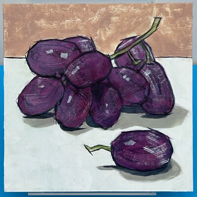 Stillleben impressionistischer Traubenstrauß Original Kunst Ölgemälde Alex McLaren