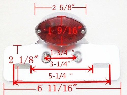 LED Brake Tail Light W/ License Plate Bracket Holder Cruiser Chopper Bobber Cafe - Foto 5 di 9