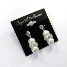 Silver Plated Pearl Dangle Drop Earrings Wedding Evening Formal Dressy 1135