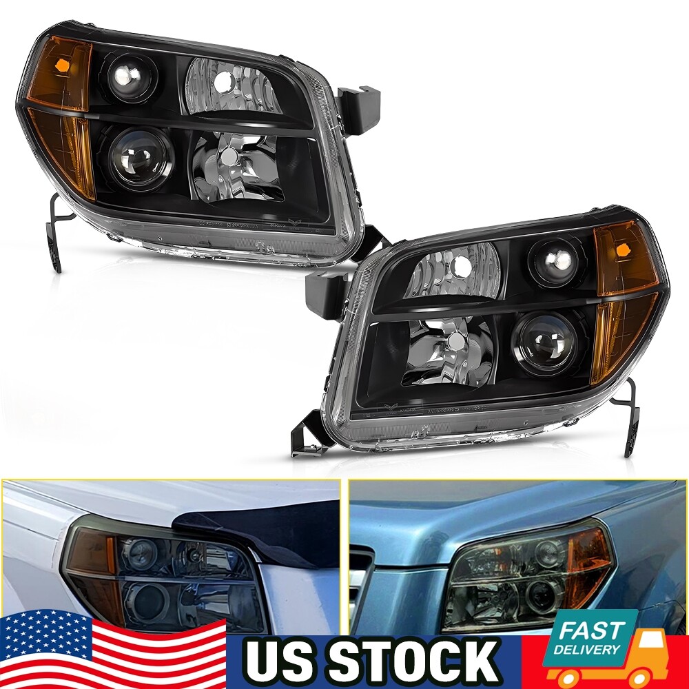 2X Black Housing Headlights w/ Amber Reflector Projector For 06-08 Honda Pilot