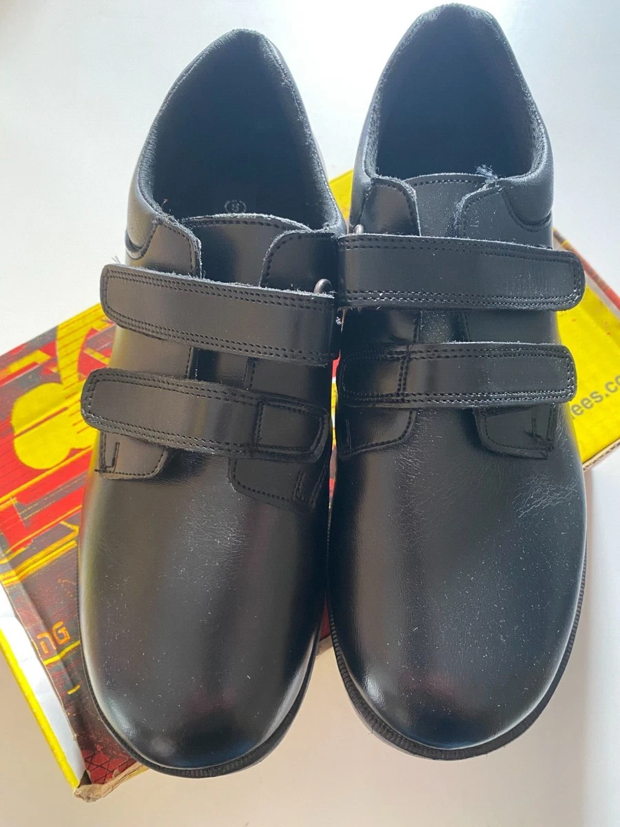 Toughees Boys Black Leather School Shoes UK 5