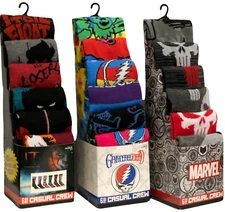 Grateful Dead Bioworld Crew Socks + Marvel or IT Chapter 2 6-Pair MEN Size 8-12 