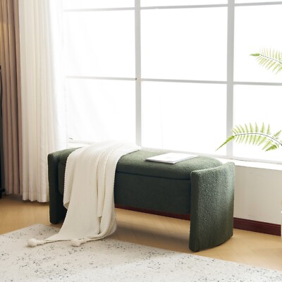 47 Inch Tufted Button Storage Bench Modern Fabric Chest Bedroom Bench Footrest