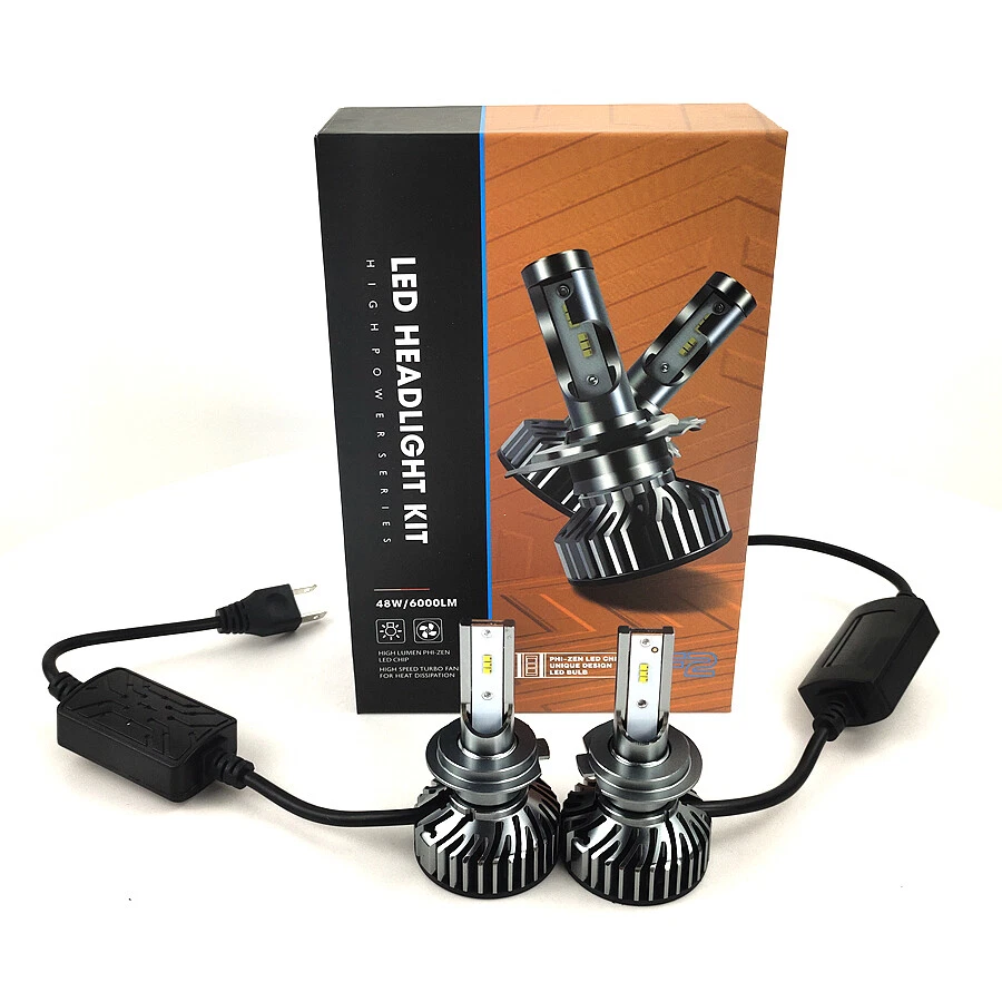 Auto LED Headlight Kit or Foglight Kit, 96W & 12000LM/Set - Bulb H7, White-6000K - Image 2 of 4