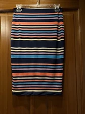 Backstage Striped Navy Blue Pencil Skirt XS