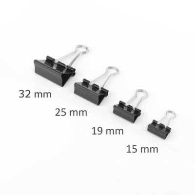 12 Stück Foldbackklammern Binderclips Klammern 15-51mm