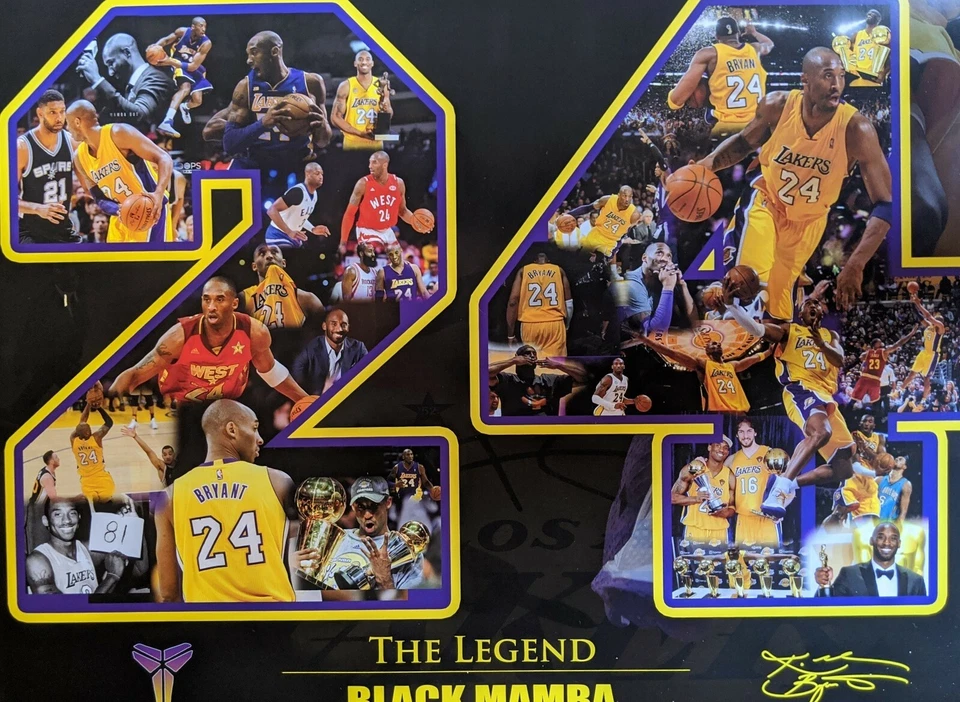 Póster de Kobe Bryant de LA Lakers 20 años de carrera 20x30 con parche KB bordado en 3D Foto 4 de 4