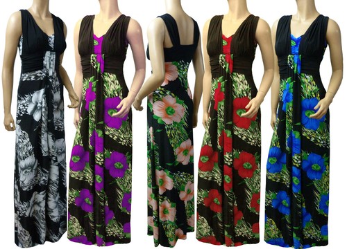 Grecian Style Long Floral Maxi Dress UK Size 10 - 22 - (18D 1050)