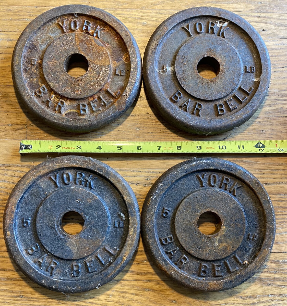 Paire D'assiettes York Barbell Vintage Années 30 1,25 Lb - Fonte Standard Rare
