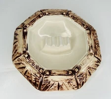 Vtg Ceramic Arnel's Ashtray Octagonal MCM Retro White & Brown 6 3/4" X 1" Tall