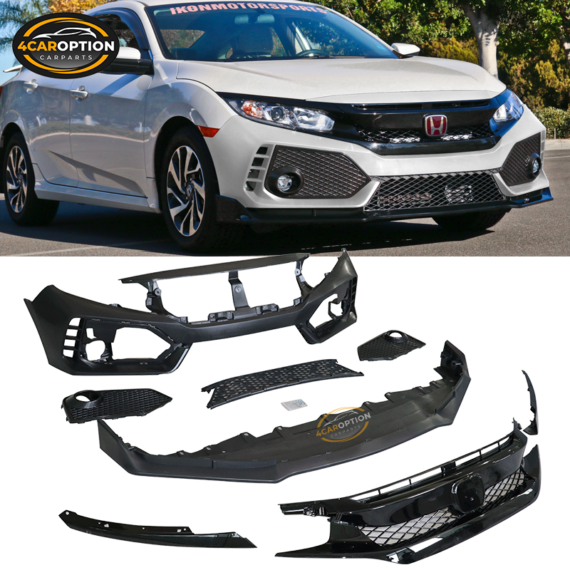 Fits 16-21 Honda Civic 10th Gen Type R Style Front Bumper Cover PP