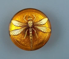 COLORFUL CZECH GLASS BUTTON - DRAGONFLY