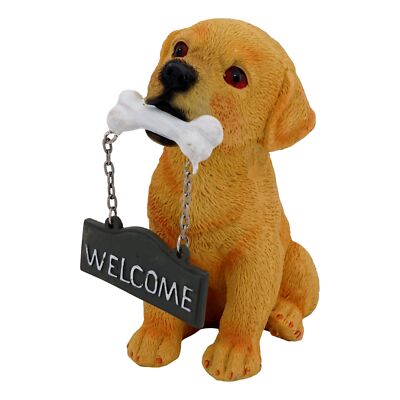 Retriever du Labrador, statue de chien sur une base en bois