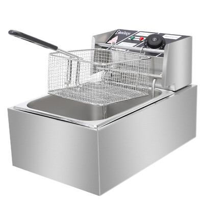 6L/12L Stainless Steel Commercial Electric Deep Fryers with Basket, 110V US Plug