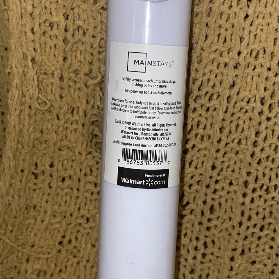2 Mainstays Agarrador de Arena Paraguas Base de Anclaje Bandera de Pesca Soporte de Caña Blanco Foto 2 de 4