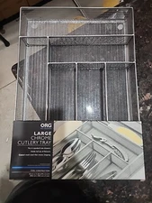 Flatware Drawer Organizer, Slip Resistant Kitchen Office Tray with 6 Sections, 