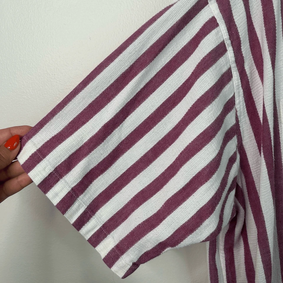 VTG L.L. Bean Cool Weave Shirt Men’s XL Tall Burgundy White Stripe 100% Cotton - Image 3 of 4