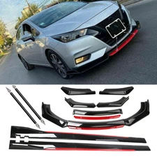 Front Bumper Lip Spoiler Splitter Side Skirt Body For Nissan Sentra Glossy Black