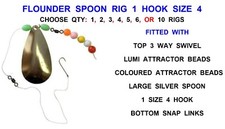 SEA FISHING FLOUNDER SPOON RIG SIZE 4 HOOK DAB PLAICE FLATFISH FLATTY FLATTIE