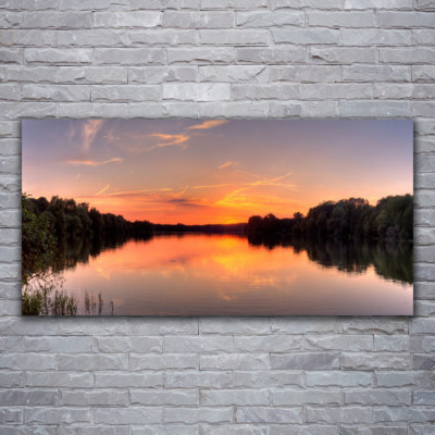 Acrylglasbilder Wandbilder Druck 120x60 See Wald Landschaft