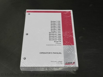 Case Steiger/Quadtrac 370/420/470/500/540/580/620 Stage IV Tractor Manual Book