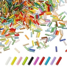 4000-Pack Bugle Beads, 2x7mm Tube Beads Kit for DIY Craft Multicolor 