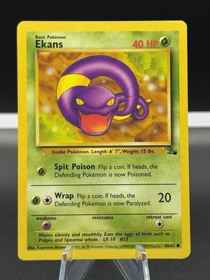 Pokémon TCG Fossil Set Ekans 46/62 Unlimited Common Card - WOTC LP/MP