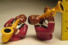 Clay Art Jazz Musician Satchmo Charlie & Parker Louie Salt & Pepper Shakers pair