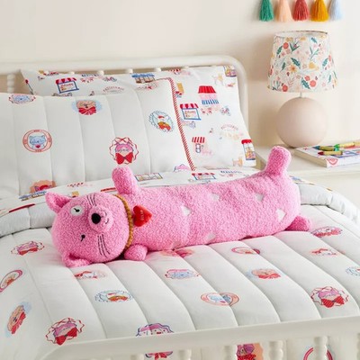 Cat Kids' Long Weighted Plush Throw Pillow Pink - Pillowfort ECLAIR