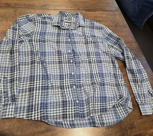 Johnnie O Shirt Mens XXL Blue Plaid Hanging Out Surf Button Down Long Sleeve