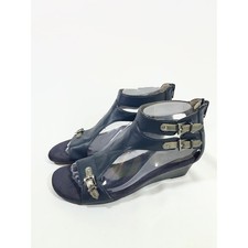 Aerosoles Yet Another Gladiator Wedge Sandals Women Sz 7 Navy Buckle Zip Comfort