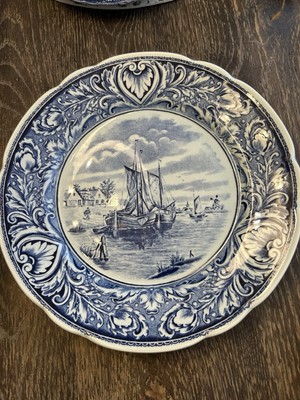Vintage Delfts Royal Sphinx Petrus Regout Maastrict Ship Blue/White Wall Plate