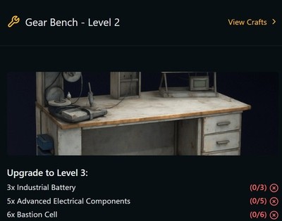   Arc Raiders     Gear Bench Level 2-3 Upgrade   ( PS5 / Xbox / PC )