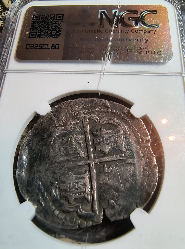 1593-97 - C.Spain 4 Reales Shipwreck Silver Reales Toledo - Philip 11 -VF - Image 4 of 4