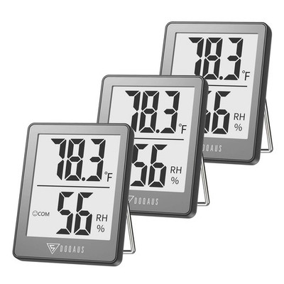 DOQAUS Indoor Thermometer [3 Packs], Mini Digital Hygrometer Room Thermometer...