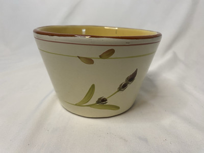 CRATE & BARREL POTTERY SMALL SERVING BOWL FLOWER Hand Painted
