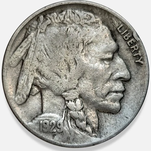 1929-D Buffalo Nickel 5c Fine F+ * Original Surfaces * 1929D