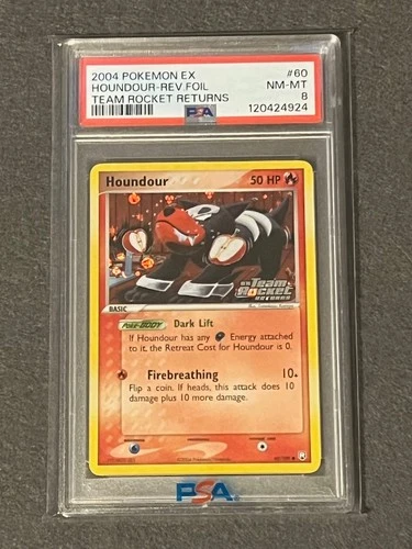 2004 Pokemon EX Team Rocket Returns #60 Houndour reverse holo foil. PSA 8