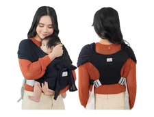 BabbleRoo Baby Wrap Carrier, Breathable Adjustable Sling for Newborns – Black